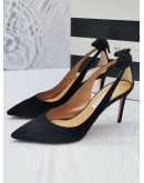 AQUAZZURA BLACK SUEDE PUMPS QITH A BOW-TIE -FULL SET-