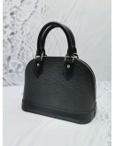 LOUIS VUITTON ALMA BB BLACK EPI LEATHER 2WAY HANDLE BAG SILVER HARDWARE