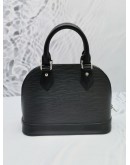 LOUIS VUITTON ALMA BB BLACK EPI LEATHER 2WAY HANDLE BAG SILVER HARDWARE