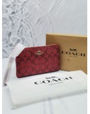 (BRAND NEW) COACH SIGNATURE RED CC CANVAS CORNER ZIP SMALL POUCH 