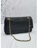 BALLY VINTAGE QUILTED BLACK LAMBSKIN LEATHER FLAP GOLD CHAIN SHOULDER BAG