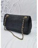 BALLY VINTAGE QUILTED BLACK LAMBSKIN LEATHER FLAP GOLD CHAIN SHOULDER BAG