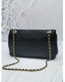 BALLY VINTAGE QUILTED BLACK LAMBSKIN LEATHER FLAP GOLD CHAIN SHOULDER BAG