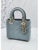 CHRISTIAN DIOR SMALL LADY DIOR MY ABCDIOR BLUE CANNAGE LAMBSKIN LEATHER HANDLE CROSSBODY BAG