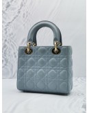 CHRISTIAN DIOR SMALL LADY DIOR MY ABCDIOR BLUE CANNAGE LAMBSKIN LEATHER HANDLE CROSSBODY BAG