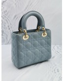 CHRISTIAN DIOR SMALL LADY DIOR MY ABCDIOR BLUE CANNAGE LAMBSKIN LEATHER HANDLE CROSSBODY BAG