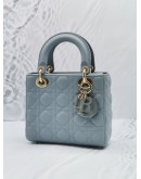 CHRISTIAN DIOR SMALL LADY DIOR MY ABCDIOR BLUE CANNAGE LAMBSKIN LEATHER HANDLE CROSSBODY BAG