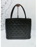 CHANEL MEDALLION BLACK CAVIAR LEATHER SILVER HARDWARE ZIPPED TOTE HANDLE BAG