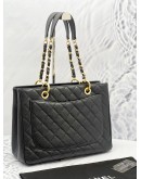 CHANEL GST (GRAND SHOPPING TOTE) GOLD HARDWAE BLACK CAVIAR LEATHER SHOULDER BAG