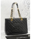 CHANEL GST (GRAND SHOPPING TOTE) GOLD HARDWAE BLACK CAVIAR LEATHER SHOULDER BAG