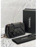 CHANEL SMALL GLAZED QUILTED CALFSKIN LEATHER GOLD & SILVER HARDWARE DOUBLE ZIP CROSSBODY BAG -FULL SET-