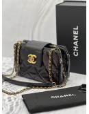 CHANEL SMALL GLAZED QUILTED CALFSKIN LEATHER GOLD & SILVER HARDWARE DOUBLE ZIP CROSSBODY BAG -FULL SET-