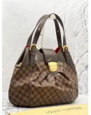 LOUIS VUITTON BROWN DAMIER EBENE CANVAS SISTINA GM SIZE SHOULDER BAG 