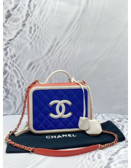 CHANEL FILIGREE VANITY CASE QUILTED CAVIAR LEATHER BAG