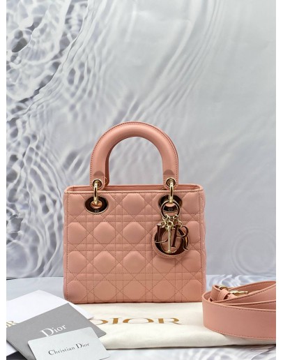 CHRISTIAN DIOR SMALL LADY ABCDIOR BLUSH CANNAGE LAMBSKIN BAG