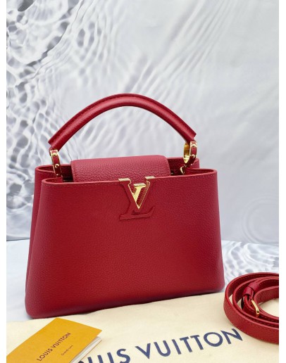 LOUIS VUITTON CAPUCINES BB TAURILLON LEATHER RED SCARLET BAG