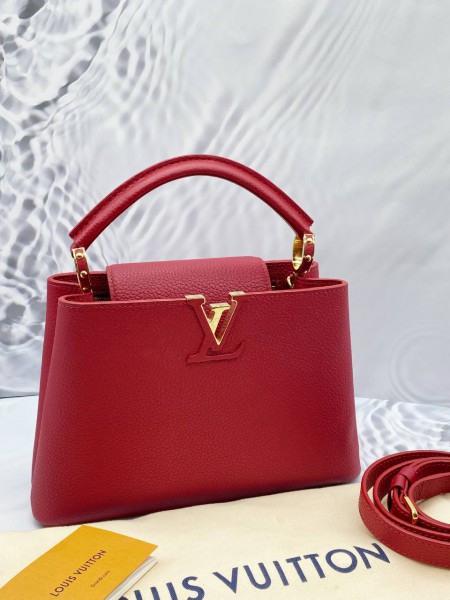 LOUIS VUITTON CAPUCINES BB TAURILLON LEATHER RED SCARLET BAG
