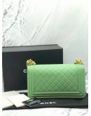 CHANEL BOY MEDIUM LAMBSKIN AVOCADO GREEN YEAR 2019-FULL SET-