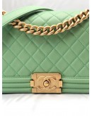 CHANEL BOY MEDIUM LAMBSKIN AVOCADO GREEN YEAR 2019-FULL SET-