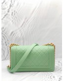 CHANEL BOY MEDIUM LAMBSKIN AVOCADO GREEN YEAR 2019-FULL SET-