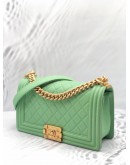 CHANEL BOY MEDIUM LAMBSKIN AVOCADO GREEN YEAR 2019-FULL SET-