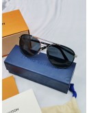 LOUIS VUITTON PILOT SUNGLASSES BLACK / SILVER HARDWARE -FULL SET-