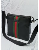 GUCCI WEB SMALL CROSSBODY MESSENGER BAG IN BLACK TECHNO CANVAS WITH ZIP