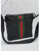 GUCCI WEB SMALL CROSSBODY MESSENGER BAG IN BLACK TECHNO CANVAS WITH ZIP