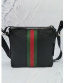 GUCCI WEB SMALL CROSSBODY MESSENGER BAG IN BLACK TECHNO CANVAS WITH ZIP