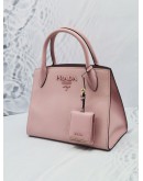 PRADA MONOCHROME SMALL TOTE SOFT PINK SAFFIANO LEATHER HANDLE BAG WITH REMOVABLE SHOULDER STRAP 