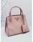 PRADA MONOCHROME SMALL TOTE SOFT PINK SAFFIANO LEATHER HANDLE BAG WITH REMOVABLE SHOULDER STRAP 