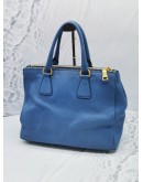 PRADA DARK BLUE VITELLO DAINO GOLD HARDWARE DOUBLE ZIP TOTE HANDLE BAG 