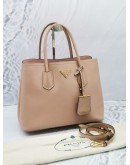 PRADA MEDIUM BEIGE PINK SAFFIANO LUX LEATHER HANDLE BAG 