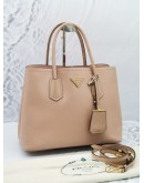 PRADA MEDIUM BEIGE PINK SAFFIANO LUX LEATHER HANDLE BAG 