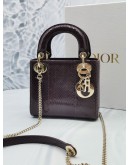 CHRISTIAN DIOR MINI PURPLE PYTHON LADY DIOR LIMITED EDITION HANDLE BAG GOLD HARDWARE -FULL SET-