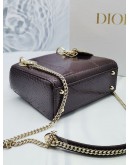 CHRISTIAN DIOR MINI PURPLE PYTHON LADY DIOR LIMITED EDITION HANDLE BAG GOLD HARDWARE -FULL SET-