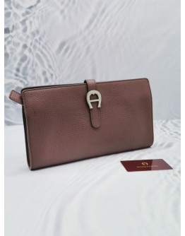 AIGNER CYBILL BANKNOTE BROWN LEATHER CLUTCH