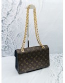 LOUIS VUITTON BROWN MONOGRAM CANVAS / BLUE LEATHER VICTOIRE CHAIN SHOULDER BAG