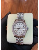 ROLEX OYSTER PERPETUAL LADY DATEJUST REF 179384 HALF 18K WHITE GOLD DIAMOND BEZEL YACHT SILVER DIAMOND DIAL 26MM AUTOMATIC YEAR 2011 WATCH -FULL SET-