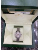 ROLEX OYSTER PERPETUAL LADY DATEJUST REF 179384 HALF 18K WHITE GOLD DIAMOND BEZEL YACHT SILVER DIAMOND DIAL 26MM AUTOMATIC YEAR 2011 WATCH -FULL SET-