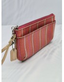 COACH STRIPED CANVAS HAND CARRY WALLET