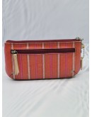 COACH STRIPED CANVAS HAND CARRY WALLET