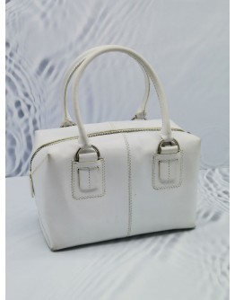 TOD'S WHITE LEATHER SQUARE HANDLE BAG