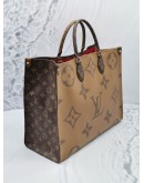 LOUIS VUITTON ON THE GO GM BROWN MONOGRAM REVERSE GOLD HARDWARE HANDLE BAG