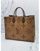 LOUIS VUITTON ON THE GO GM BROWN MONOGRAM REVERSE GOLD HARDWARE HANDLE BAG