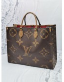 LOUIS VUITTON ON THE GO GM BROWN MONOGRAM REVERSE GOLD HARDWARE HANDLE BAG