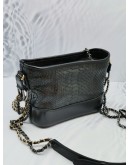 CHANEL SMALL GABRIELLE BLACK PYTHON, BLACK GLAZED CALFSKIN LEATHER HOBO GOLD AND RUTHENIUM HARDWARE CHAIN BAG