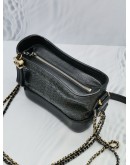 CHANEL SMALL GABRIELLE BLACK PYTHON, BLACK GLAZED CALFSKIN LEATHER HOBO GOLD AND RUTHENIUM HARDWARE CHAIN BAG