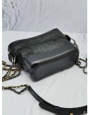 CHANEL SMALL GABRIELLE BLACK PYTHON, BLACK GLAZED CALFSKIN LEATHER HOBO GOLD AND RUTHENIUM HARDWARE CHAIN BAG