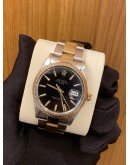 ROLEX OYSTER PERPETUAL DATE HALF 18K YELLOW GOLD REF 15053 35MM AUTOMATIC YEAR 1990 WATCH (JUST SERVICED)